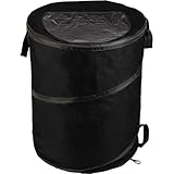 Wakeman Collapsible Trash Can - 46-Gallon Garbage Can Outdoor Bin with 3 Stakes for RV, Camping, Storage, Recycling, or Yard Waste Outdoors (Black)