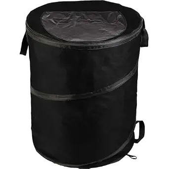Collapsible Trash Can - 46-Gallon Outdoor Bin with Stakes by Wakeman Outdoors