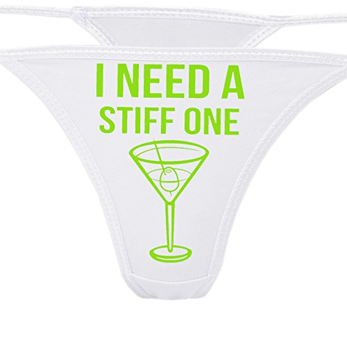 Image of Knaughty Knickers - I Need A Stiff One White Thong - Fun Flirty Underwear - Panty Game Bachelorette Bridal Lingerie Shower