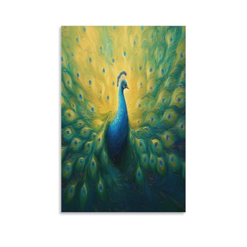 Cuadro de pavo en lienzo para decorar un salón moderno y crear un ambiente relajante