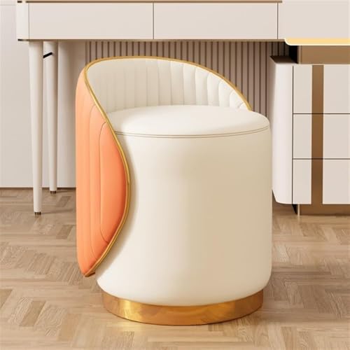 Tabouret Vani pivotant 360 cuir blanc moderne avec dossier - 8