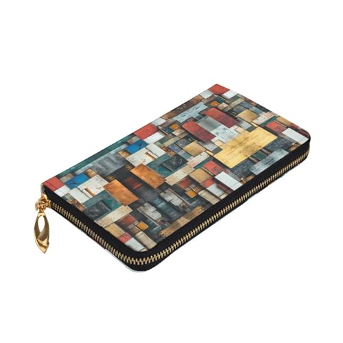 Portefeuille en cuir long porte-cartes de crédit pour rangement documents de voyage