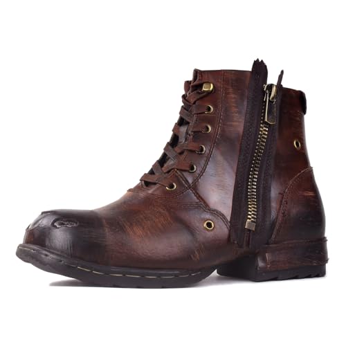 Metal Braun Chukka-Stiefel für Männer Schnürstiefel Motorrad Casual Leder Kleid Stiefelette für Männlich Mode CD-5008-8-Metal-Brown-DE-R