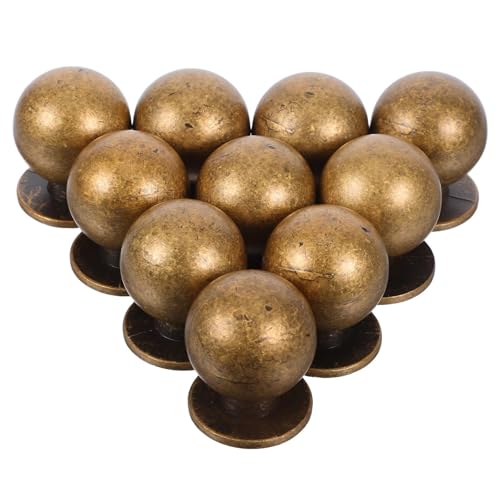 MALUGOGO 10個 アンティーク調キッチンキャビネットノブ 丸型 亜合製 引き出し用家具取っ手 ドレッサーや食器棚に適用 耐久性と 性を兼ね備え