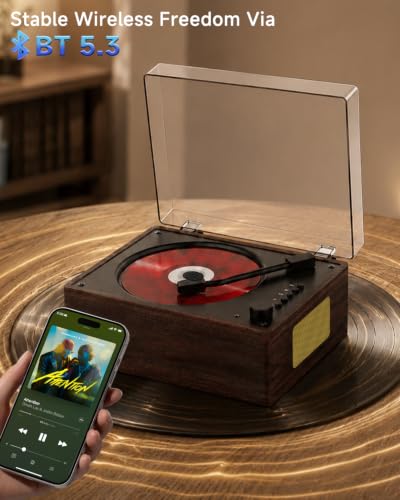 Portable CD Player with Bluetooth 5.3 for Home, Hi-Fi Dual Stereo Speakers, Remote Control, 2000Mha Battery, Desktop Retro Music Player for Kids, Support USB/3.5mm AUX/Type-C — view 3
