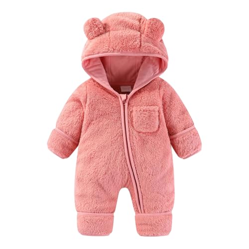 Pink Baby Kids Girl Boy Fleece Lined Wool Flannel Overalls Hoods Outfits One Piece for Kid Thermal Hooded Basic Fall Winter Hoodies 2025 Clothes Fashion 9 Months