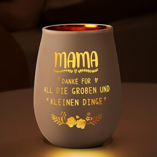 Surhik Muttertagsgeschenk für Mama, Windlicht mit Blumenmuster, Muttertagsgeschenke für Mama Oma Frauen,Personalisiert Geschenk Muttertag zum Geburtstag Weihnachten