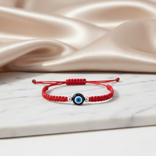 Image of 925 Sterling Silver Evil Eye Bracelet for Men and Women - Nazariya Ankh wala Pure Chandi Ka Hand Band | Buri Nazar se Protection ke Liye | Najar Battu