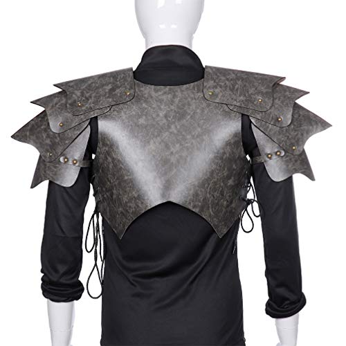 Kisangel Armadura de ombro gótica Steampunk de couro de poliuretano, fantasia de guerreiro, colete d