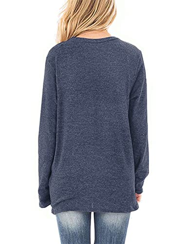 Image of SimpleFun Womens Tops Long Sleeve Shirts V Neck Loose Twist Knot Fall Tunic