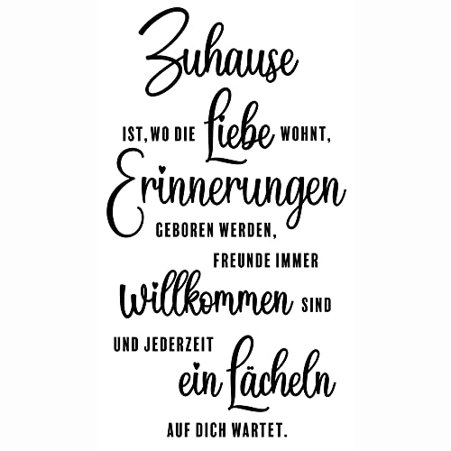 Wandtattoo Sprüche und Zitate Wanddeko Wandsticker Aufkleber selbstklebend für Wohnzimmer Büro Schlafzimmer Esszimmer Flur YX024 (Schwarz, Zuhause ist) Cover