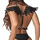 WENTPOL Leder Harness Damen SM Sexy Aushöhlen BH Brustgurt Body Harness Wings Kostüm Punk Gothic Verstellbarer Clubwear Fetisch Erotik Riemenbody Brustgurte Cosplay Party Rave mit Engelsflügel