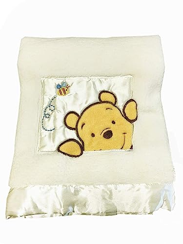 Image of Danica Soft Coral Fleece Baby Blanket, Cute Animal Pattern, 40" X 30" Cozy, Comfortable & Warm (Ivory) Winnie Bear