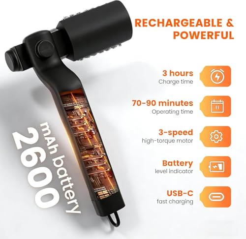 Reinigungsbürste Elektrisch, Verbesserte Grillbürste für Gussrost, Kabellose 304 Edelstahl Grillbürste, Edelstahl-Bürstenkopf, 3-Stufen Reinigung,90 Min Laufzeit, Wasserdicht für Grills Geeignet