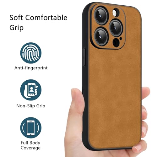 Coque iPhone 14 Pro en cuir brun élégant et chic