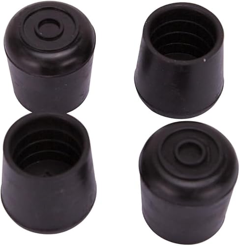 Rocky Mountain Goods 1” Black Rubber Leg Tips (4 Pack) – Round Chair Leg Caps for Floor Protection – Anti-Slip Furniture Feet Covers for Stools, Chairs, Canes – Black Rubber, 1.5” Tall