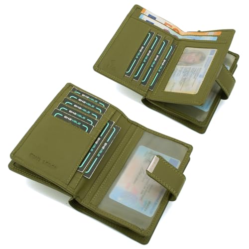 Damen Geldbörse aus weichem Leder mit RFID-Schutz - Damen-Portemonnaie (Oliv) – Bild 4