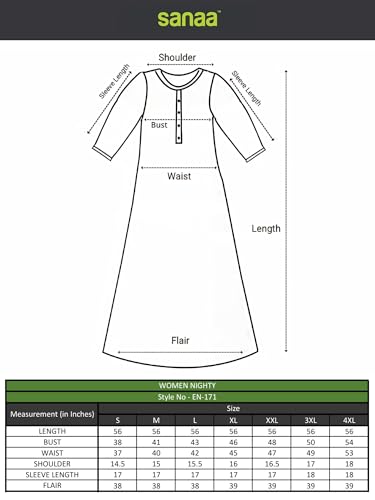 Image of sanaa Women's Luxury Pure Viscose Nighty | Elegant Embroidered Solid Loungewear