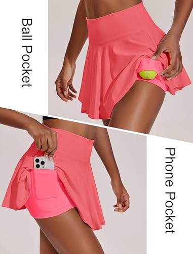Image of PINSPARK Womens Tennis Skirt Pleated Athletic Skirts with Pockets Shorts High Waisted Golf Skort for Workout Pickleball