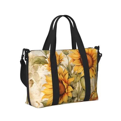 Vintage Yellow Flower Travel Duffel Bag Sunflower Carry On Tote Bag for Women Large Shoulder Weekender Overnight Bag Sports Gym Bag3