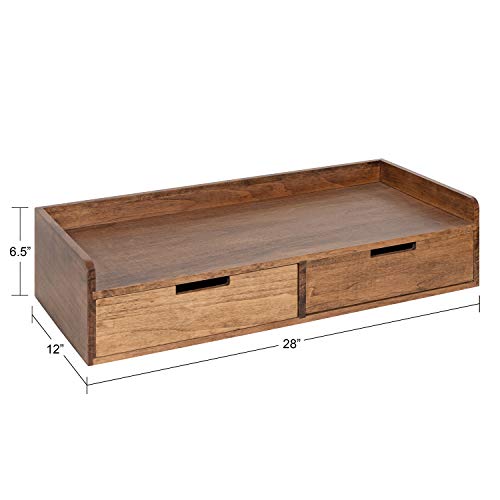 Kate And Laurel Kitt Modern Floating Shelf With Drawers, 28 X 12 X 6.5 Inches, Rustic Brown, Chic Floating Storage Console Table Or Desk For Wall #TOP4