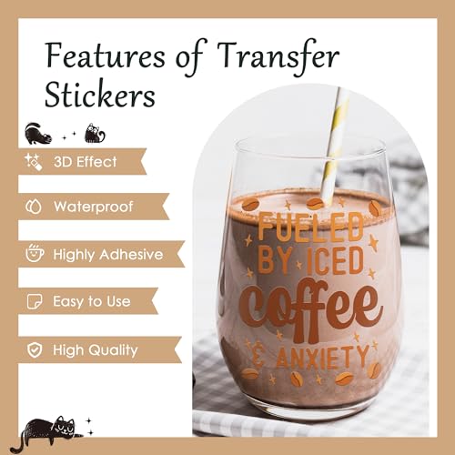 AFRITEE UV DTF Cup Wrap - 20 Sheets Funny Sarcasm UV DTF Cup Wrap for 16 oz Glass Coffee Cups, Humorous Quotes Uvdtf Transfer Stickers, Its Fine I'm Fine Everything is Fine for Funny Office Gifts
