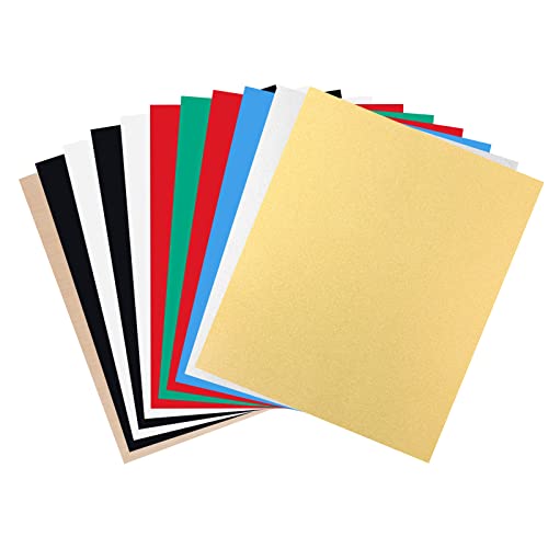 HTVRONT Lot de 10 feuilles de vinyle à transfert thermique de 12 * 10in-7 Couleurs, Fer sur vinyle pour Thermocollant pour Cricut et repasser sur tissus T-shirts Presse à chaud Cover