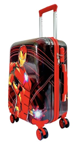 Image of ADSON Abs Kid's Trolley 360 Rotating Carry On Luggage Wheels Non-Breakable Limited Edition Superhero Kids Rolling 20 Inch Suitcase with 4 Wheel Travel Trolley Bag Case (Deep Red)