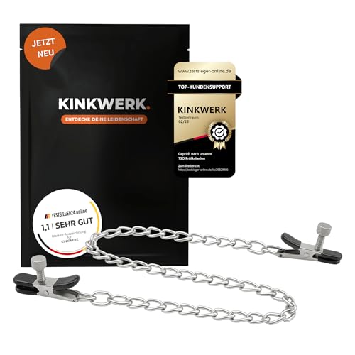 KINKWERK Nippelklemmen mit Kette | Verstellbare Brustklemmen aus Metall | BDSM Zubehör für Männer & Frauen | Intime Stimulation & Schmerzlust für Paare