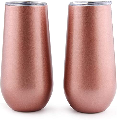 Micetyaler 2 Stück Sektgläser Edelstahl Champagnergläser Roségold Champagner Tasse Weinglas für Freundin Cover