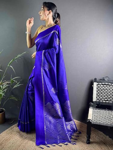 Image of SGF11 Women's Kanjivaram Pure Soft Silk Saree With Unstiched Blouse Piece