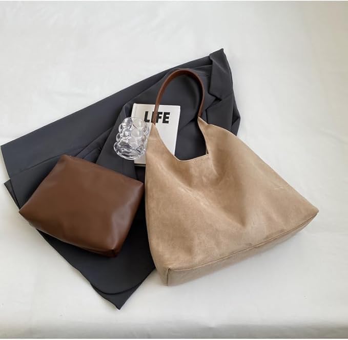 Suede Bag for Women Hobo Bag Slouchy Purse Fashionable Leather Shoulde Office Tote Handbag