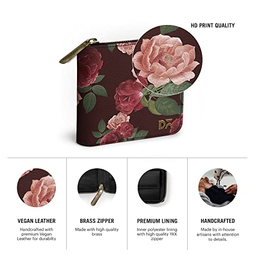 Image of DailyObjects Women's Zip Wallet | Made with Vegan Leather Material | Carefully Handcrafted | Holds up to 8 Cards | Slim and Easy to Fit in Pocket | Coin Pocket with Button Closure