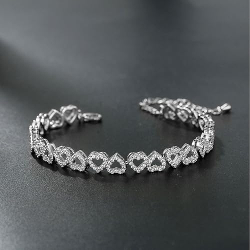 Gold Bracelets for Women Silver Clustered Tennis Bracelet for Women Heart Diamond Cuban Bracelet Fashion Jewelry for Women3