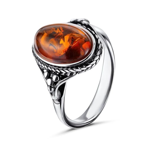 Bague en argent sterling ambre de la Baltique gemme authentique luxe