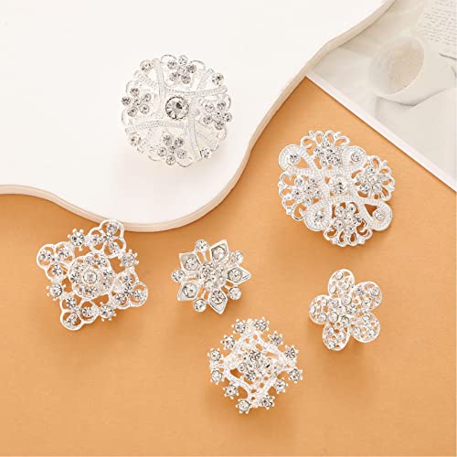Image of 12 /36 Pieces Wedding Bouquet Brooches for Women Fashion, Rhinestone Bulk Flower Brooch Pins for Crafts