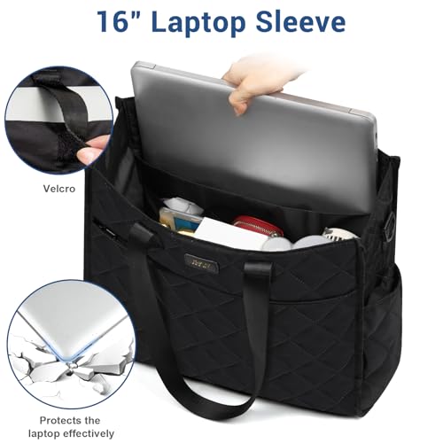 Image of IBFUN Utility Tote Bag with 24 Pockets, Large Teacher Tote for Women with Laptop Compartment, Travel Tote Bag with Zip Top