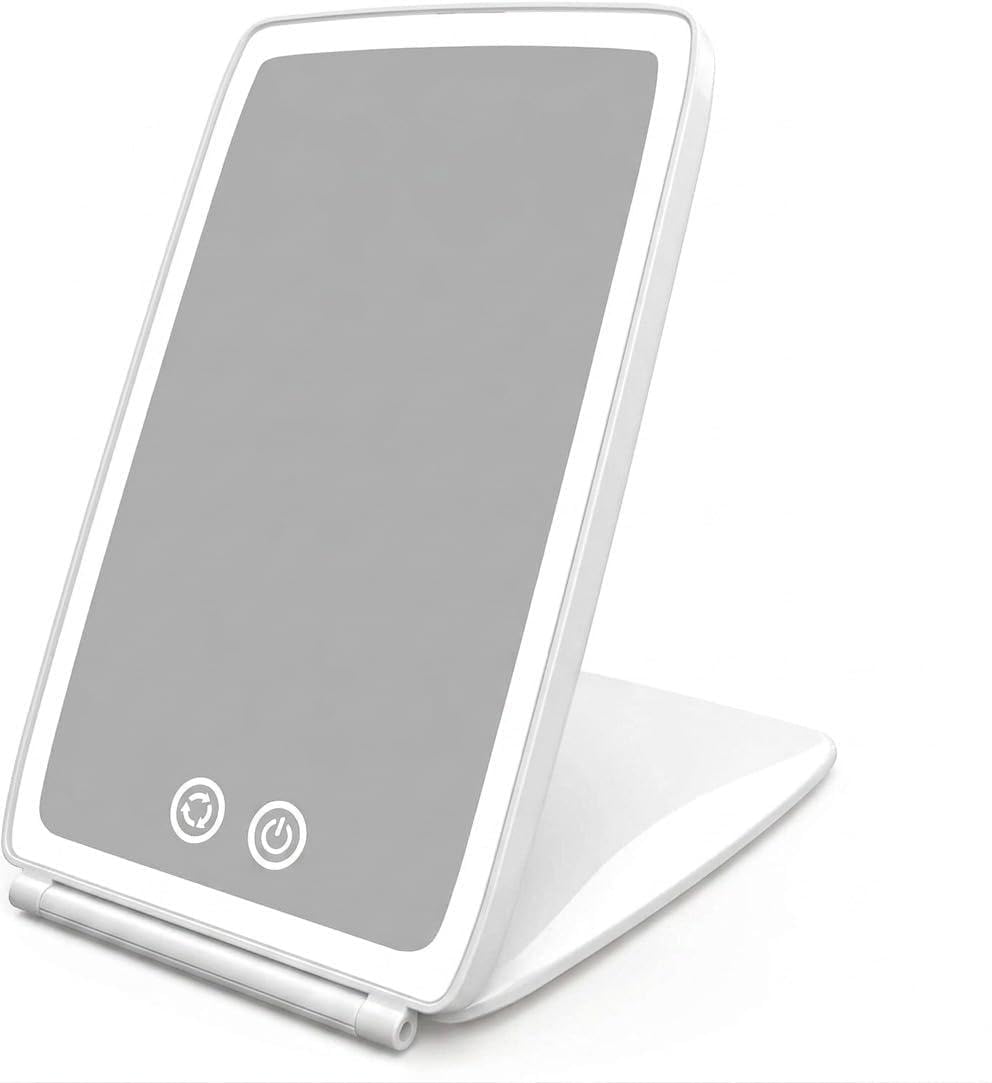 ATEK Rechargeable Travel Makeup Mirror with LED Lights & 3 Colour Modes