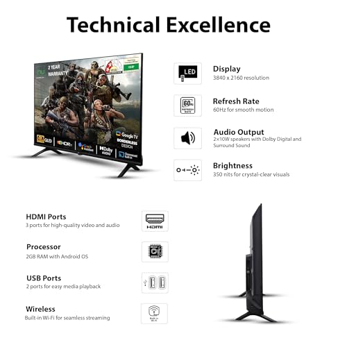 Image of NU 108 cm (43 Inches) New 2025 Borderless Series 4K QLED Smart Google TV LED43QUGNX