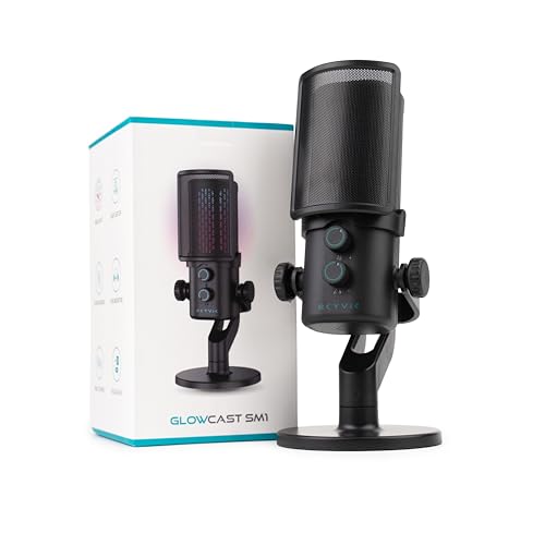 Image of SKYVIK Glowcast USB Condenser Microphone with Noise Cancellation, RGB Lighting & Zero-Latency Monitoring for Podcasting, YouTube, Streaming & Gaming