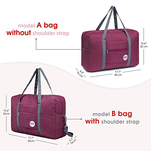 Image of WANDF nylon 32 Cms Travel Duffle(CA-WF18011112 Red) | 18x14x8 inches, Frontier Airline Underseat Fit, Weekend Overnight Trips, Lightweight Packable