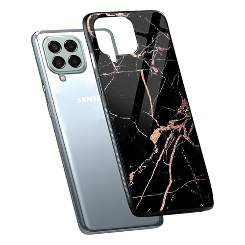 Image of COLORflow Back Cover Compatible with Samsung Galaxy M12 / A12 / F12 | Black Marble Golden | Shockproof TPU Bumper Cover with Camera Protection Back Cover