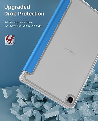 Image of MoKo Case Fits Samsung Galaxy Tab A7 Lite 8.7 inch 2021, Aqua Blue | Slim Lightweight Smart Case Trifold Stand Case with Soft TPU Translucent Frosted Back Shell for Galaxy Tab A7 Lite