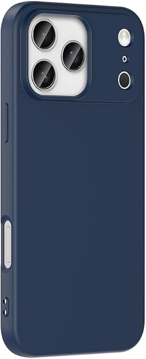 URUCHI iPhone 17 Pro Max ile Uyumlu Kılıf, İçi Kadife Kaplamalı İnce Sıvı Silikon Tam Koruma Yumuşak Jel Silikon Kapak, Lacivert