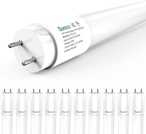Sunco 10 Pack 4 Foot T8 LED Tube Light Bulbs, 5000K, 20W, Hybrid A+B
