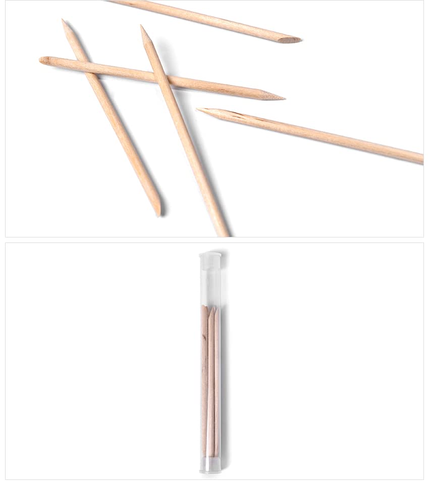 Miniatura 3 de Rolabling 7 piezas de acero inoxidable profesional para arte de uñas, palitos de madera naranja, removedor de cutículas, empujador de cutículas de