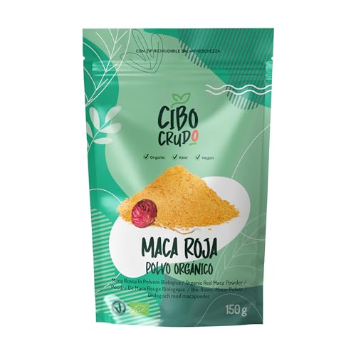 Maca Roja en Polvo Ecologica - 150g. Maca Peruana Pura para Maca Caffe. Fuente de Antioxidantes Vitamina C Hierro Calcio Potasio y Energía. Bio Maca Root Powder.
