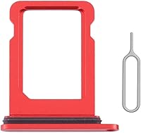Vista 1 de Reemplazo de ranura para bandeja de tarjeta SIM para iPhone 13 (rojo) con anillo de goma impermeable y pasador de expulsión (versión de SIM simple)