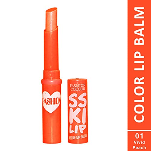Image of FASHION COLOUR Kiss Lip Balm For All Skin Types | For Dark, Dry & Pigmented Lip | Moisturising, Non-Sticky, Shiny & Soft Lip | Tinted Balm (01 Vivid Peach)
