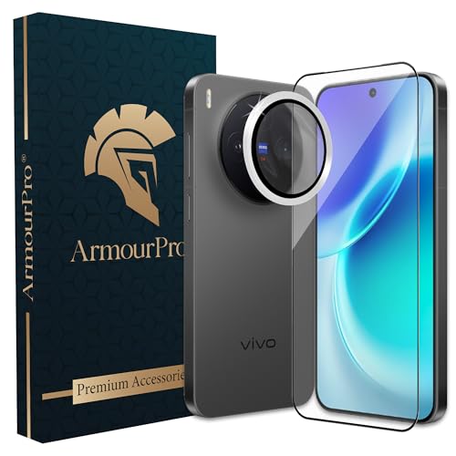 Image of ArmourPro Edge to Edge Tempered Glass for Vivo X300 with Silver Camera Ring Guard, 9H Screen Protector, Anti-Scratch, Anti-Fingerprint, Bubble-Free Installation Kit